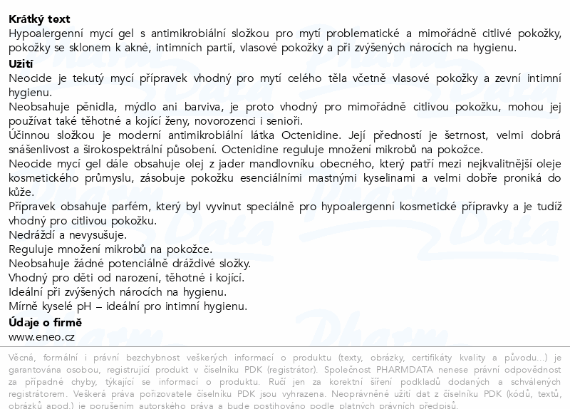 Neocide mycí gel s antimikrob.složkou 200ml ENEO