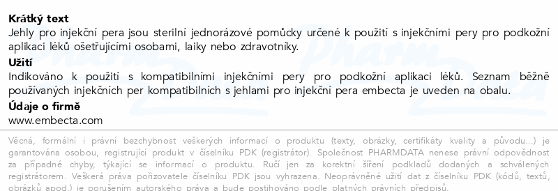 Embecta Jehly pro injekční pera 4mm 32G 100ks