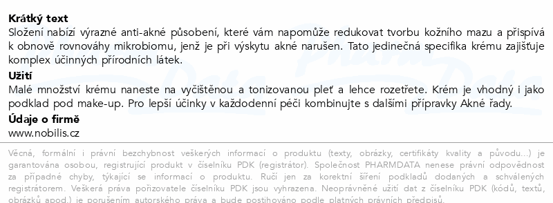 Nobilis Tilia Obnovující krém Akné 50ml