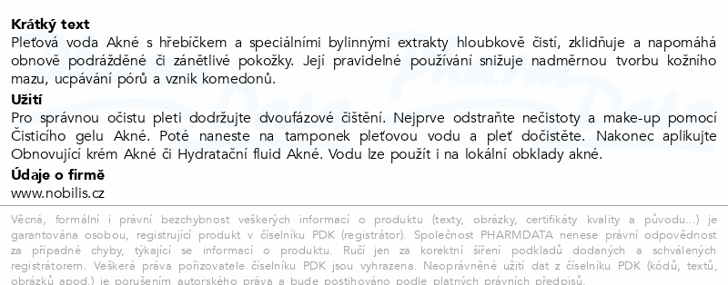 Nobilis Tilia Pleťová voda Akné 200ml