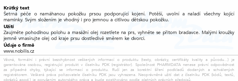 Nobilis Tilia Masážní olej při kojení BIO 50ml