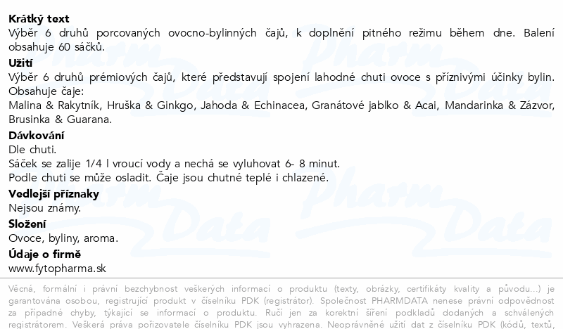 Čaje Ovocno-bylinný MIX 60x2g Fytopharma