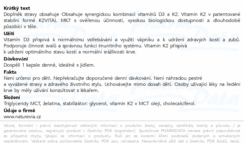 NatureVia Vitamin D3 3000IU + K2 MK7 cps.60