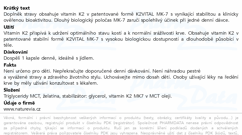NatureVia Vitamin K2 MK7 120mcg cps.60