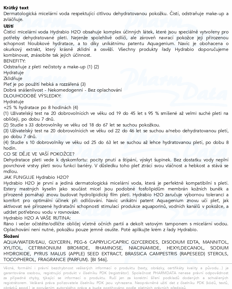 BIODERMA Hydrabio H2O 2x250ml 1+1 Festival