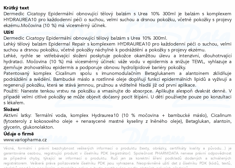 DERMEDIC Cicatopy Epidermální tělový balzám 300ml