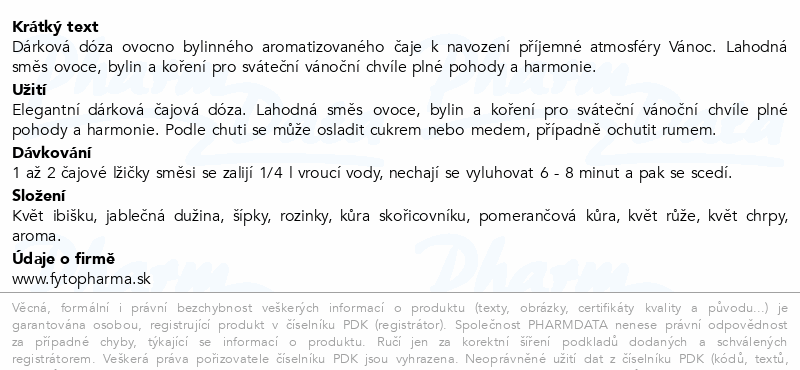 Tichá noc vánoční čajová dóza bordo120g Fytopharma