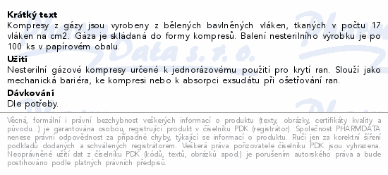 KOMPRES gáza nesterilní 8vr.17n.5x5cm 100ks