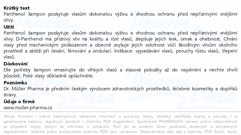 Panthenol šampon normální vlasy 250ml Dr.Müller