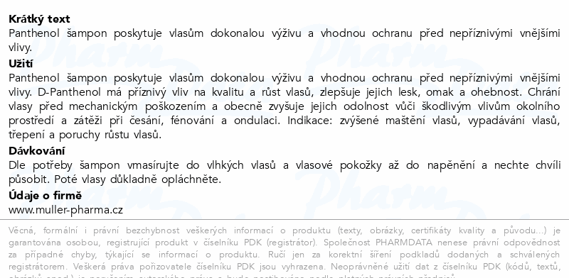 Panthenol šampon mastné vlasy 250ml Dr.Müller
