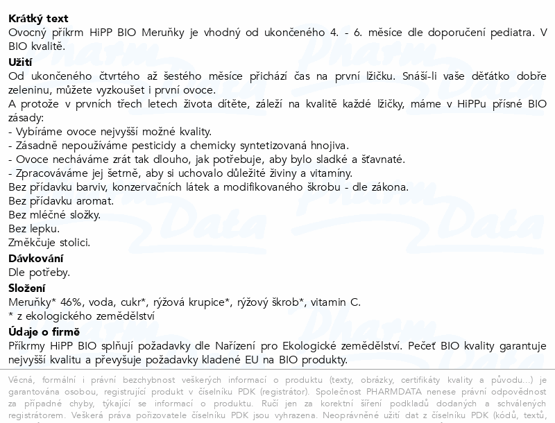 HiPP Meruňky BIO 4/6m 125g