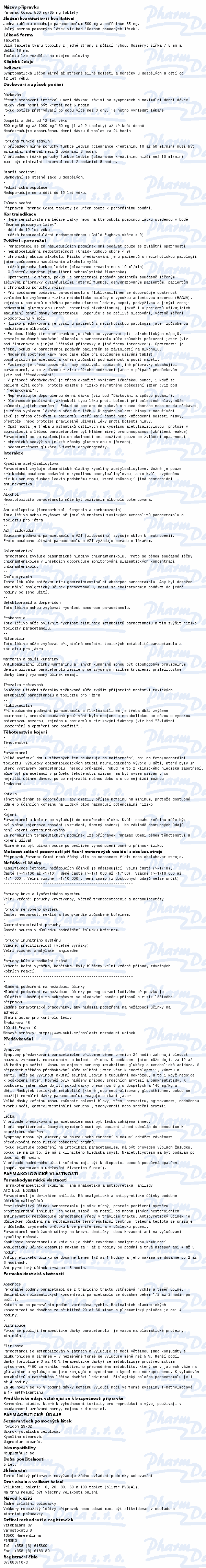 Paramax Combi 500mg/65mg tbl.nob.30