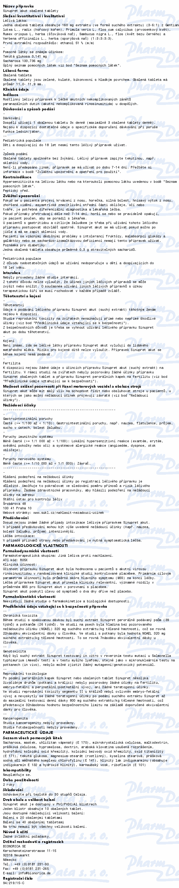 Sinupret akut tbl.obd.20