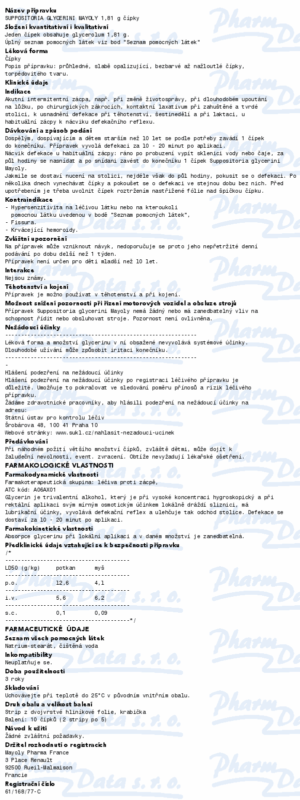 Suppositoria Glycerini Mayoly 1.81g sup.10